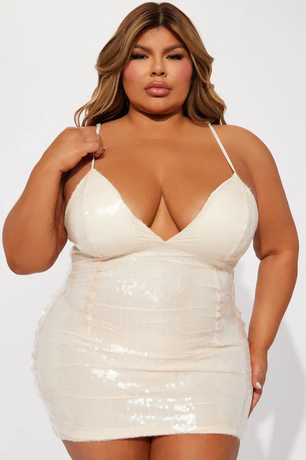 Lustful Dreaming Sequin Mini Dress - Nude