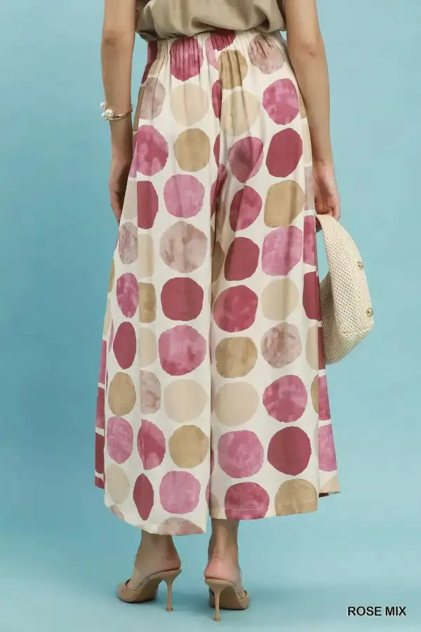 Dot Print Wide Leg Pants