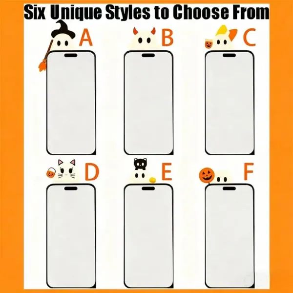 3D 6Pcs Halloween Phone Charms Spooky Ghost Pumpkin Bat Mini Figures