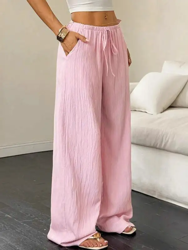 Relaxed Tied Wide Leg Pants