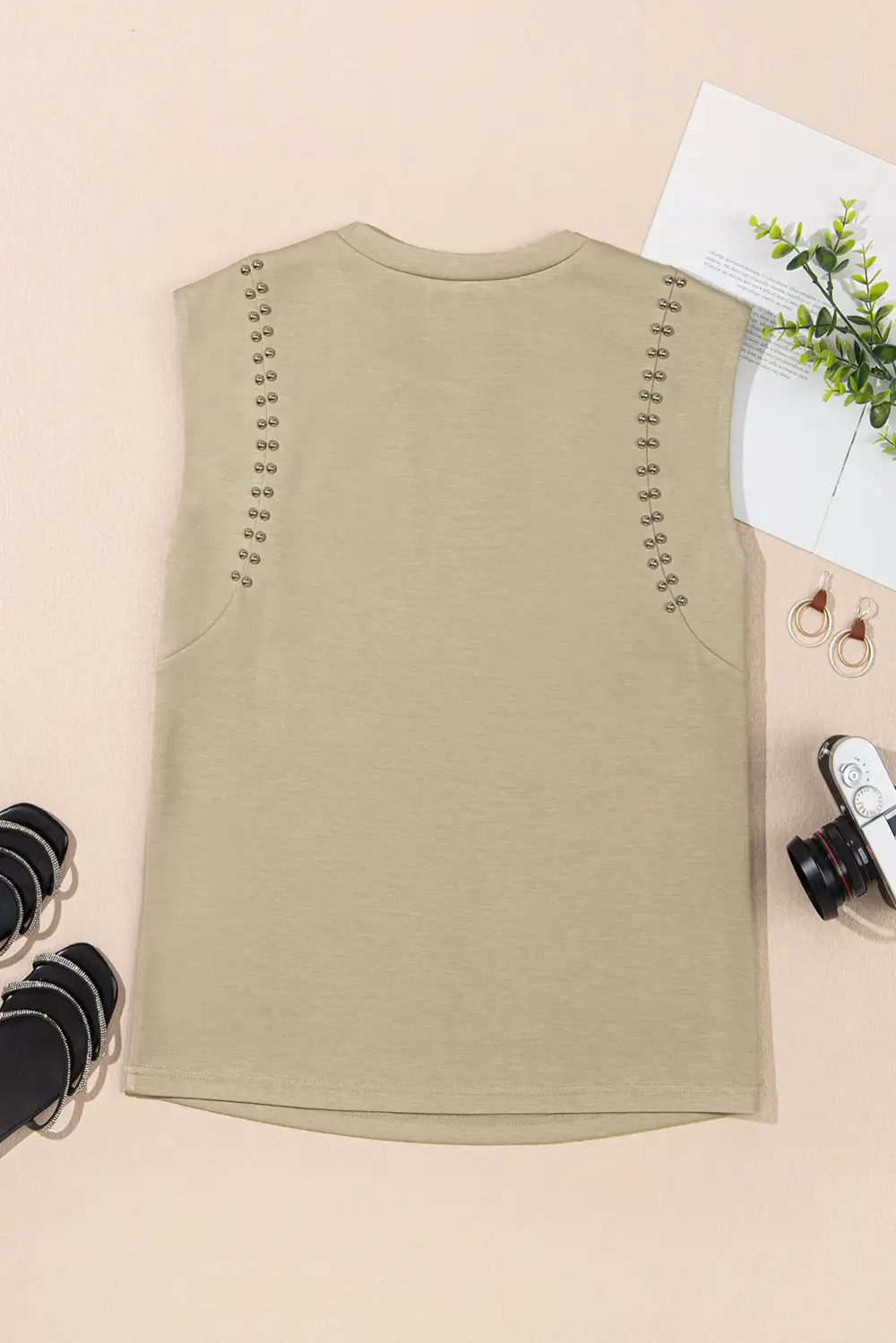 Studded Cap Sleeve Round Tee