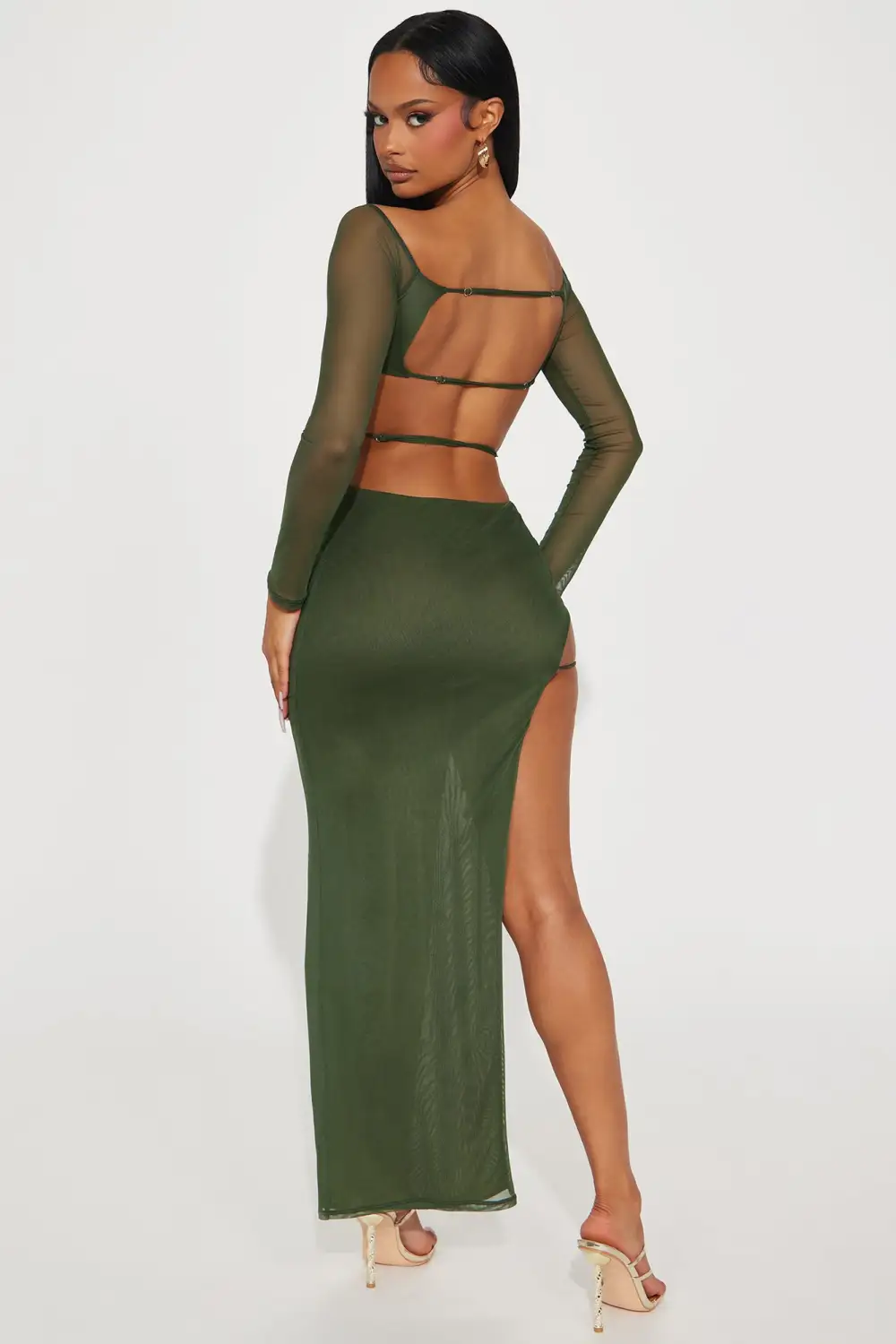 Easy Breezy Mesh Maxi Dress - Olive