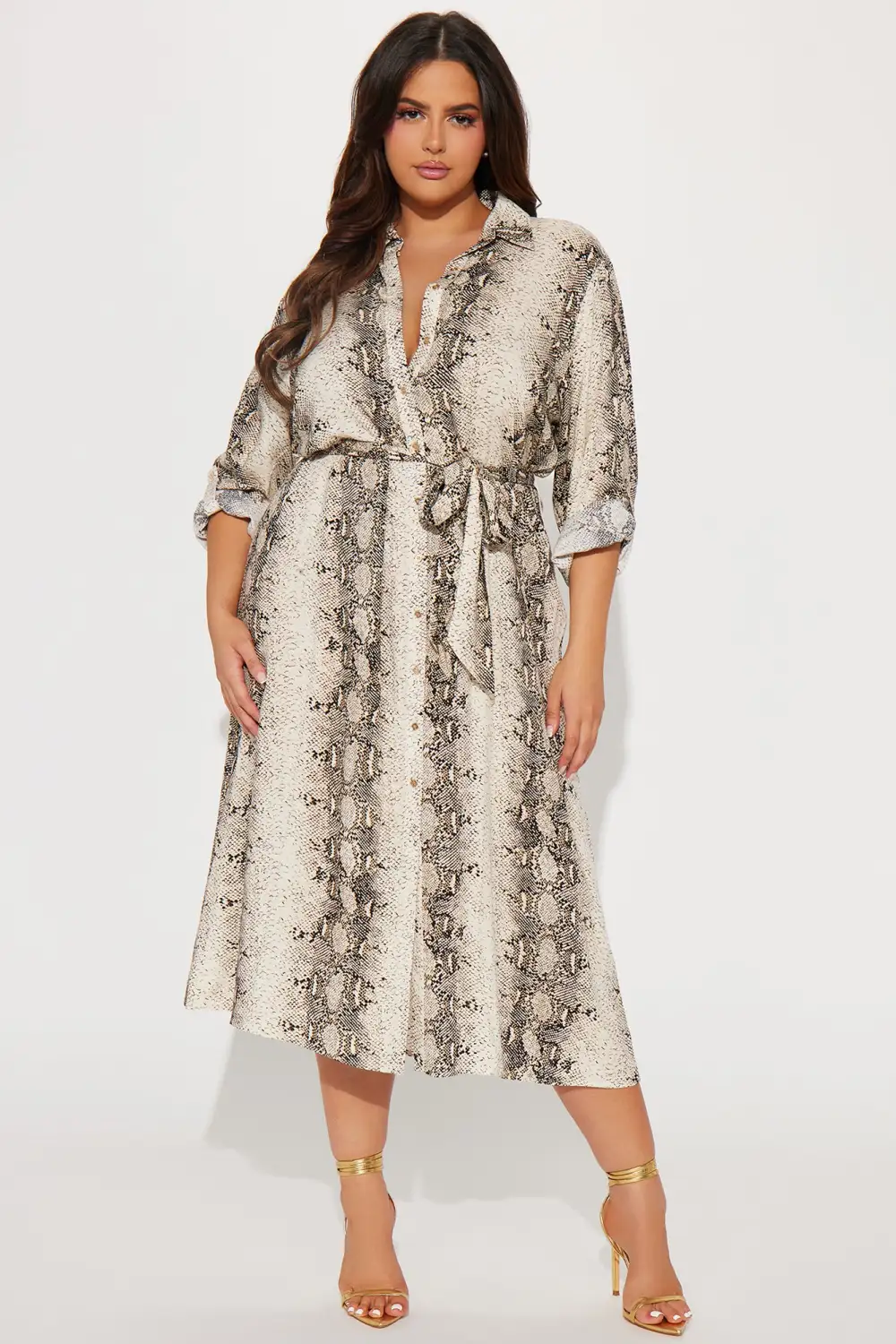 Jolene Midi Shirt Dress - Cream/combo