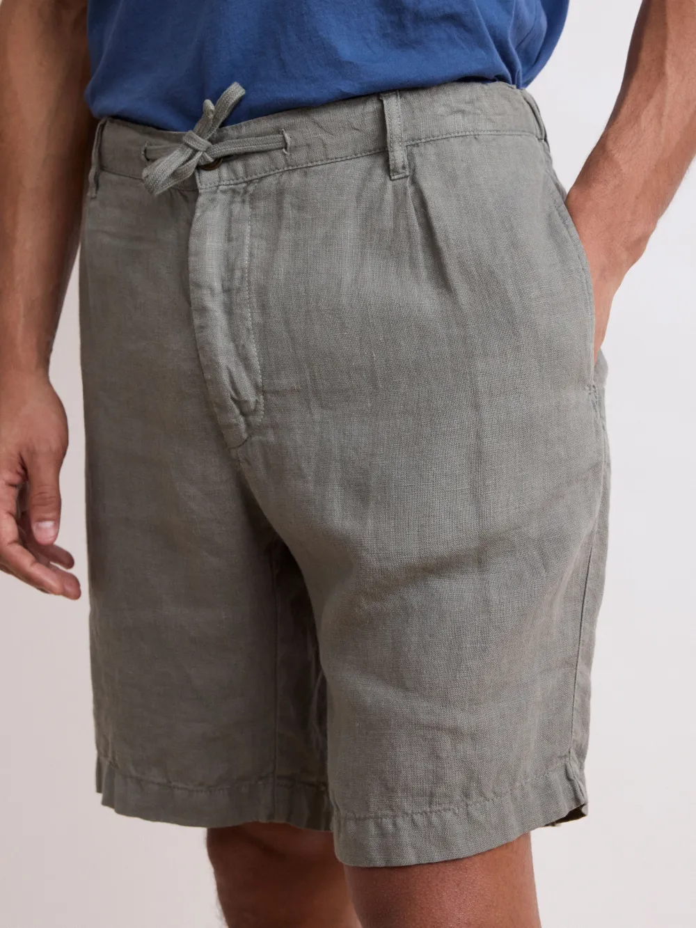 Men's Army Green Linen Shorts