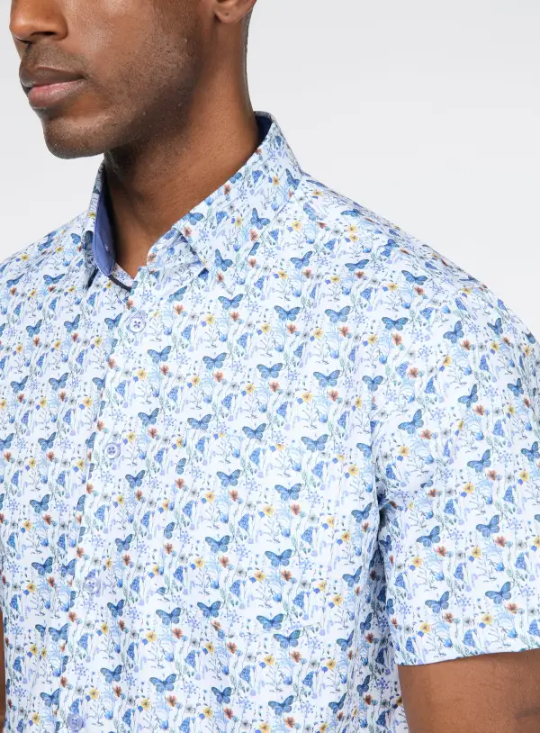 Butterfly Print Short Sleeve Shirt