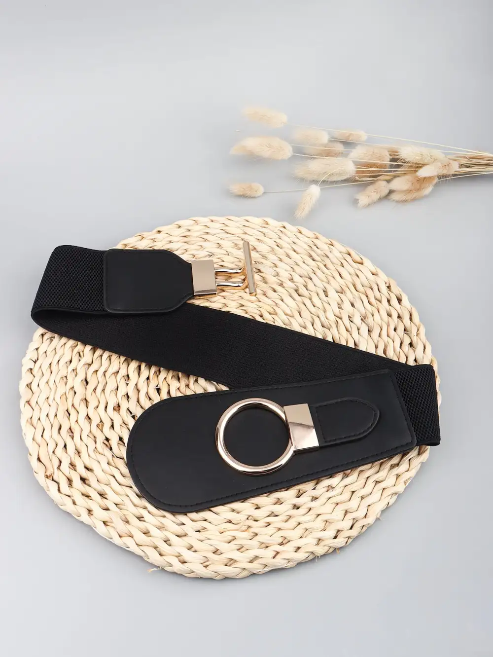 Wide Buckle Stretch Belt