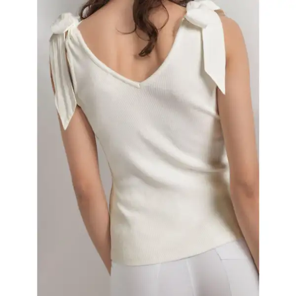 V Neck Tie Shoulder Tank