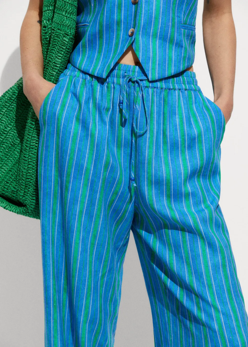 Stripe-print straight pants