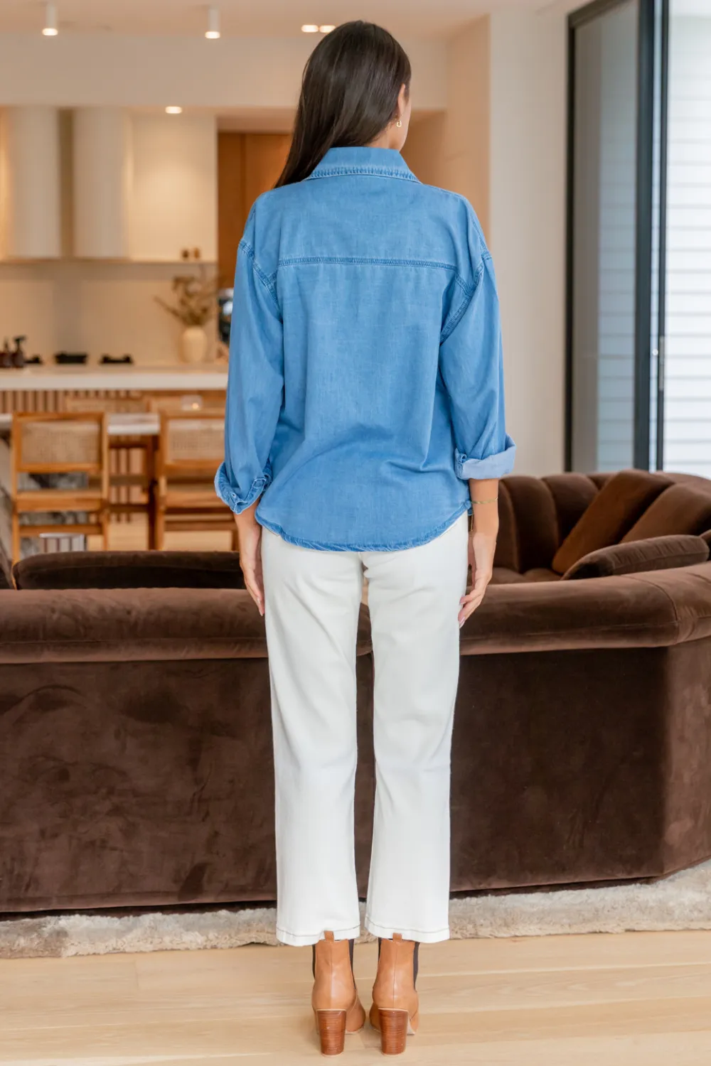 Relaxed Chambray Button Shirt