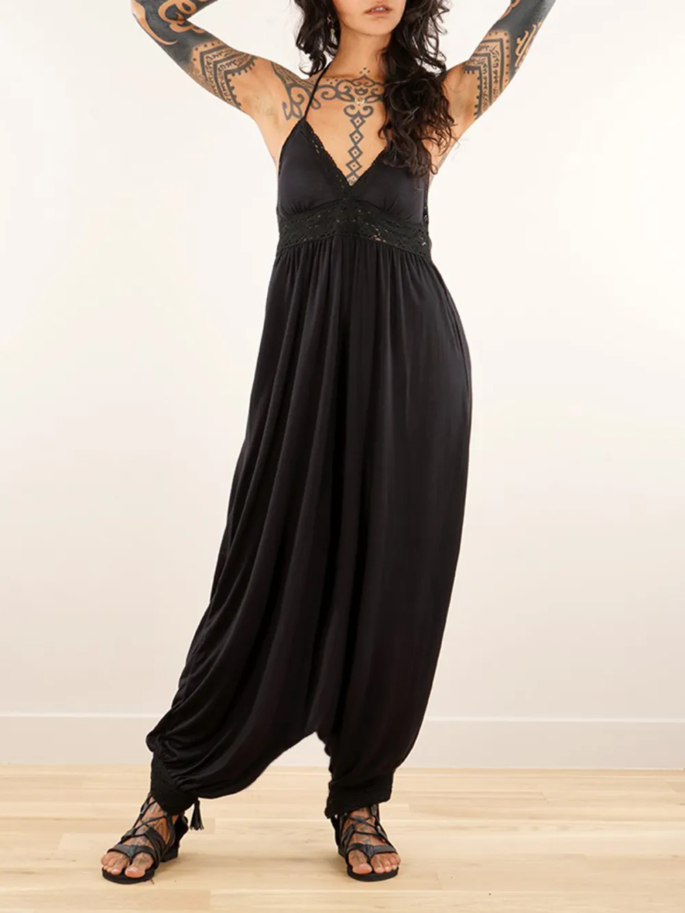 Strappy Bare Back Long Dress And Harem Pant Overalls