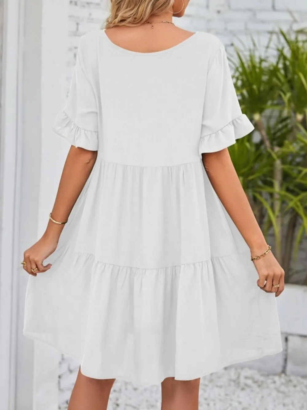 Relaxed Shape Ruffle Tiered Mini Dress