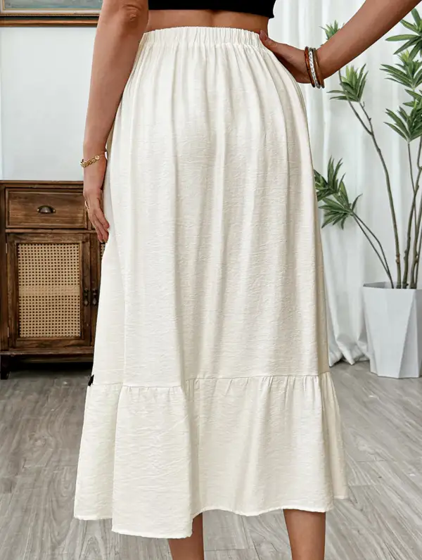 Elastic Waist Flowing Midi Skirt