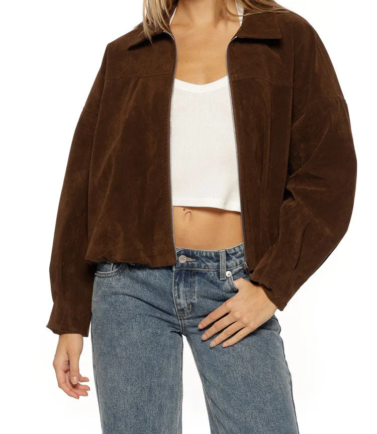 Bomber Oversized Suedette Jacket
