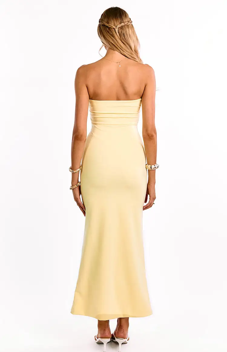 Strapless Bodycon Crepe Maxi Dress