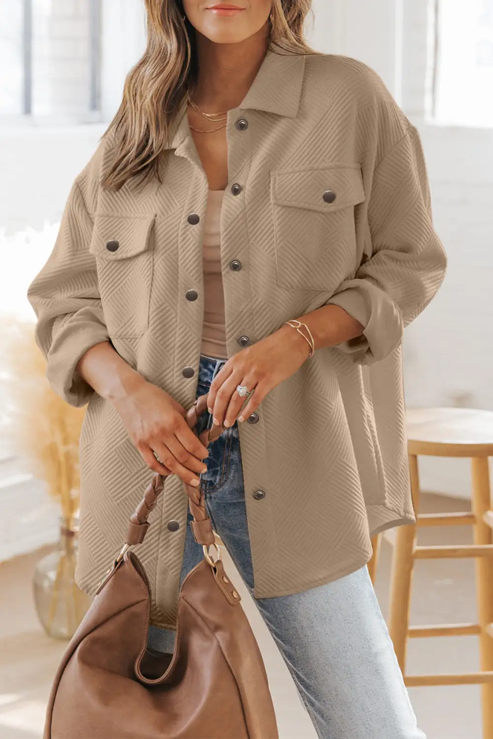 Everyday Pocket Flap Pocket Button Front Shacket