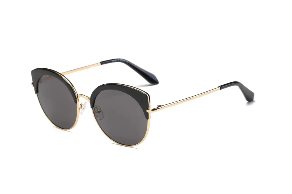 Round Chic Half Frame Cat-Eye Sunglasses