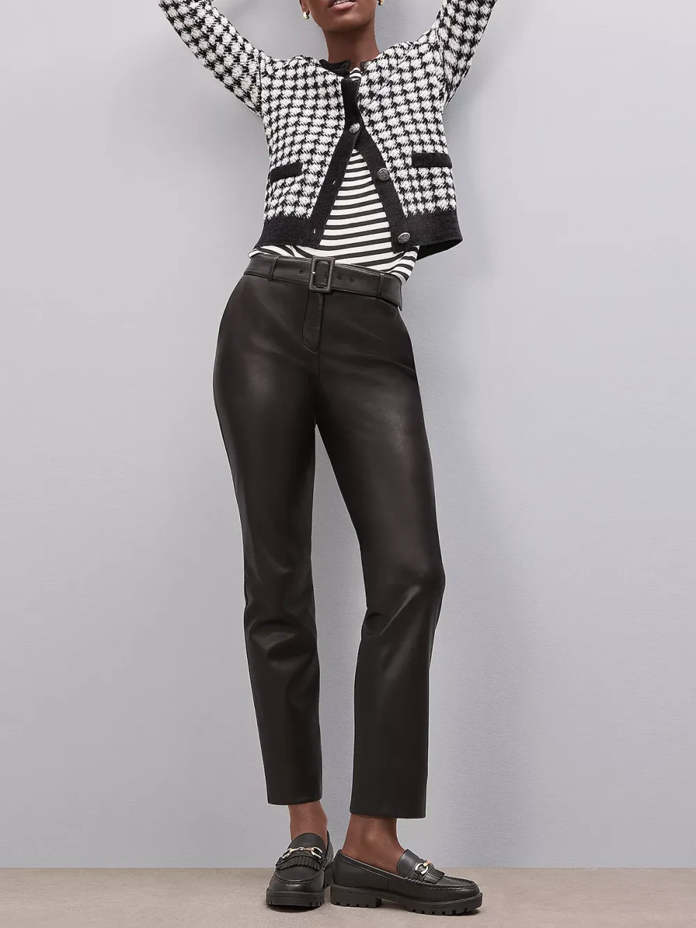 Belted Riviera Slim Pants In Faux Leather