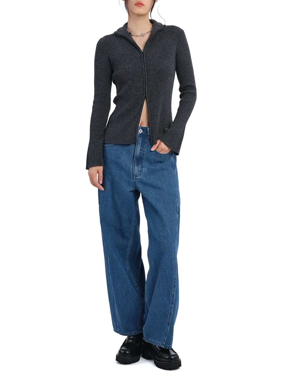 Slim - Fit Zip - Up Knit Cardigan