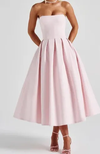 Strapless Silhouette Midi Dress