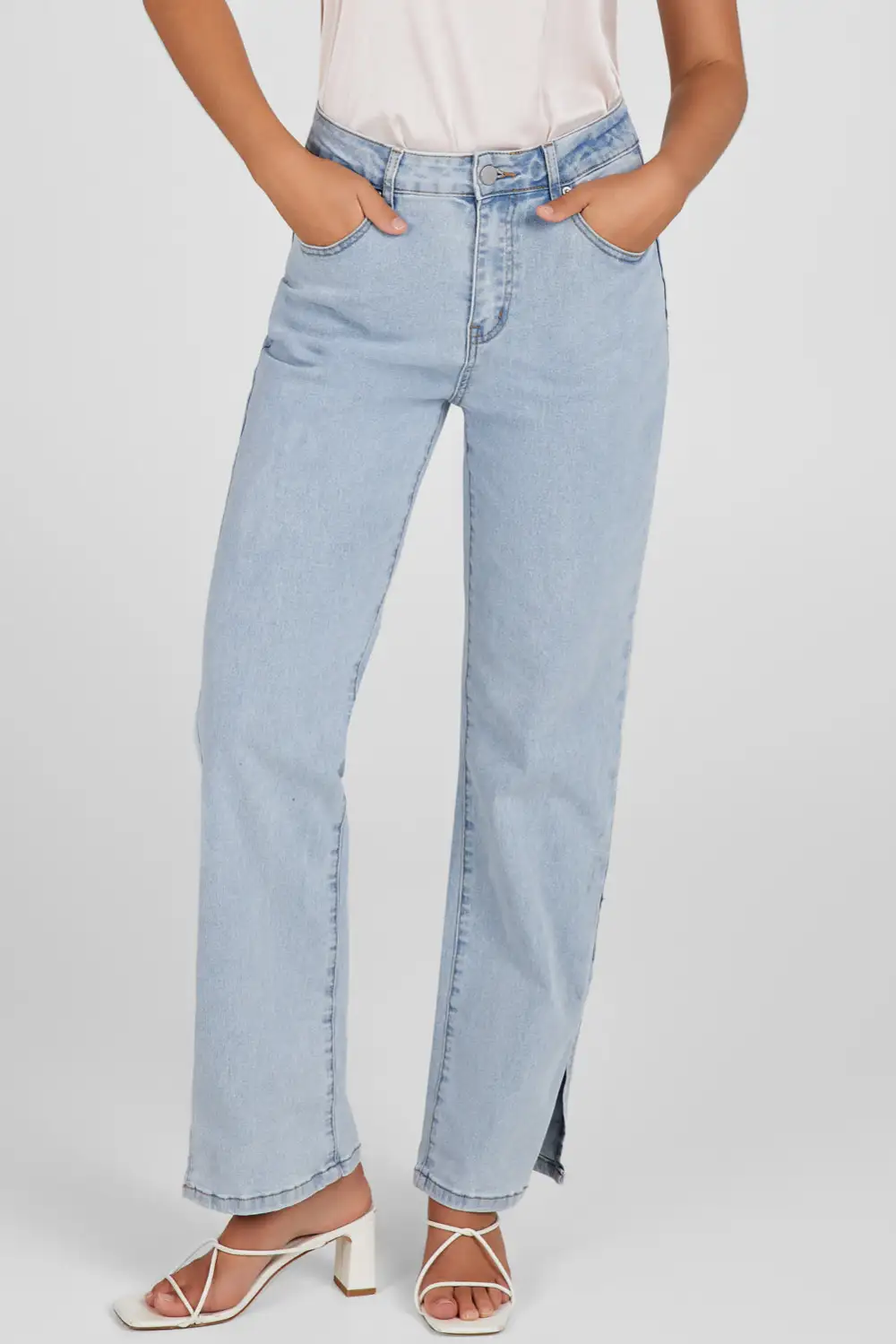 High Rise Slit Anklet Flare Jeans