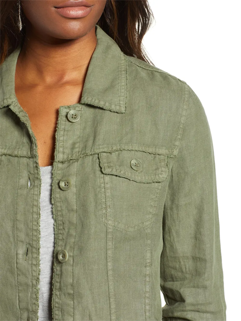 Linen Raw Edge Jacket