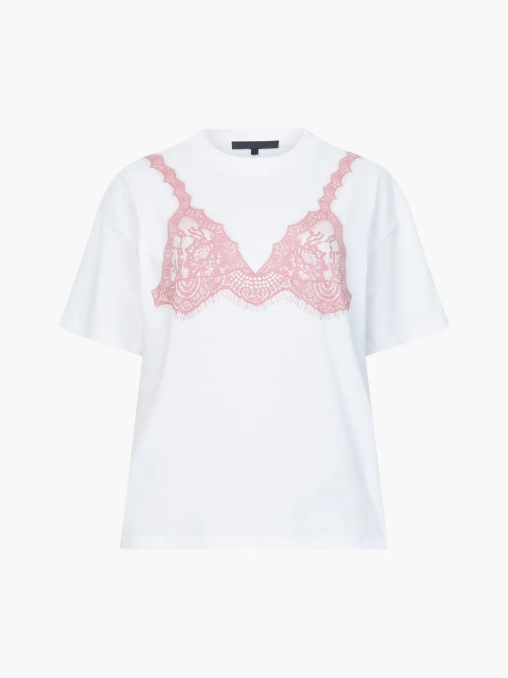 Sexy Lace Pattern Round Neck Short Sleeves