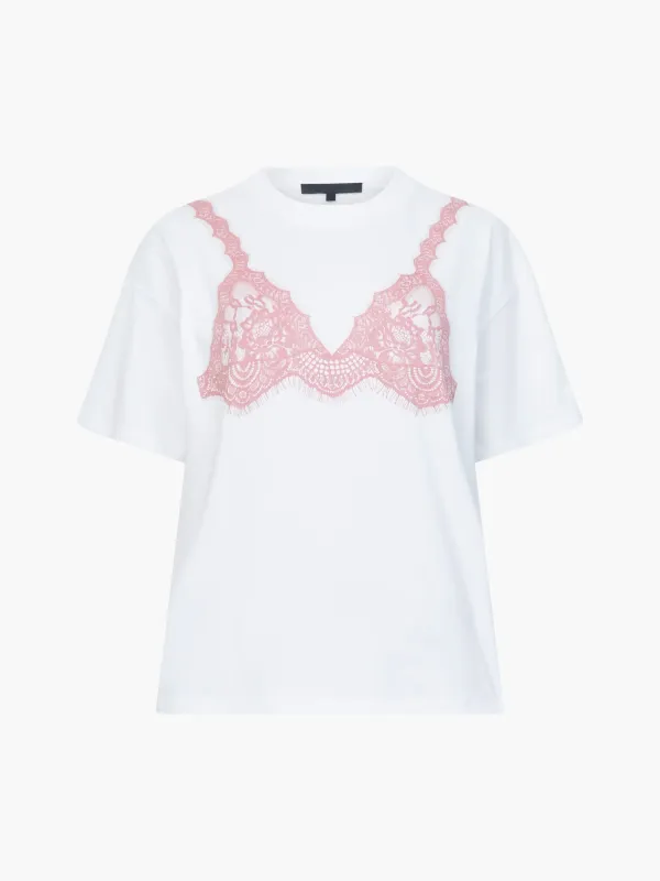 Sexy Lace Pattern Round Neck Short Sleeves