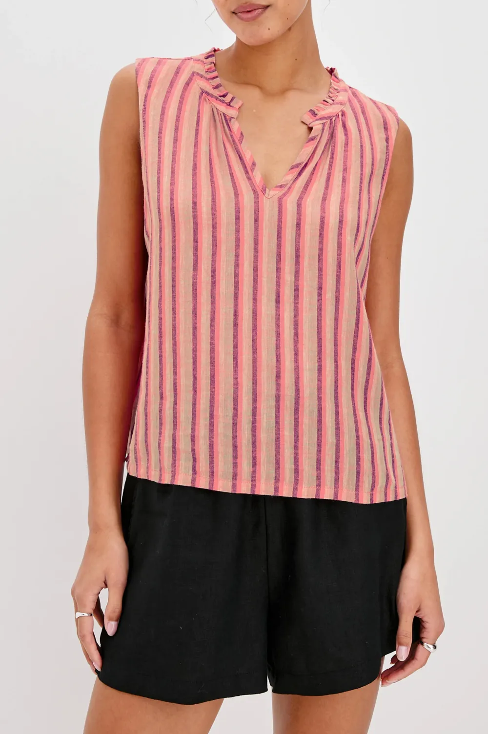Striped Print V-Neck Pullover