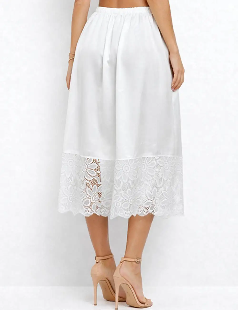 Boho Lace Hem Drawstring Waist Wide Leg Shorts