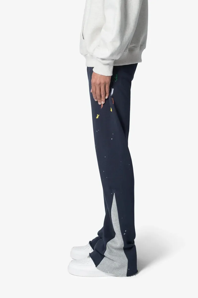 NAVY BLUE CONTRAST BOOTCUT SWEATPANTS