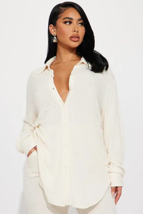 Fly With Me Textured Pant Set - Stone