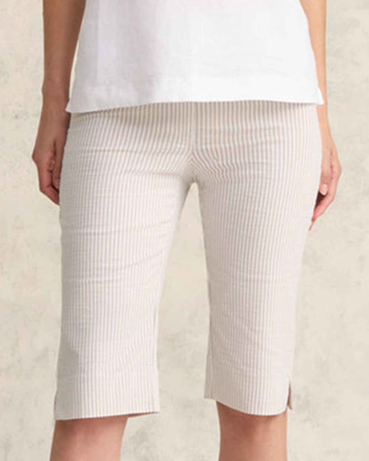 Striped Knit Knee Length Shorts