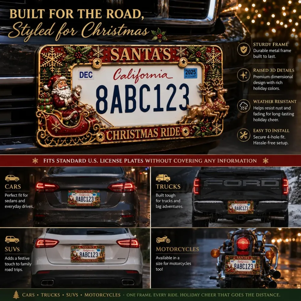 Christmas License Plate Frame – Festive Style for Every Ride