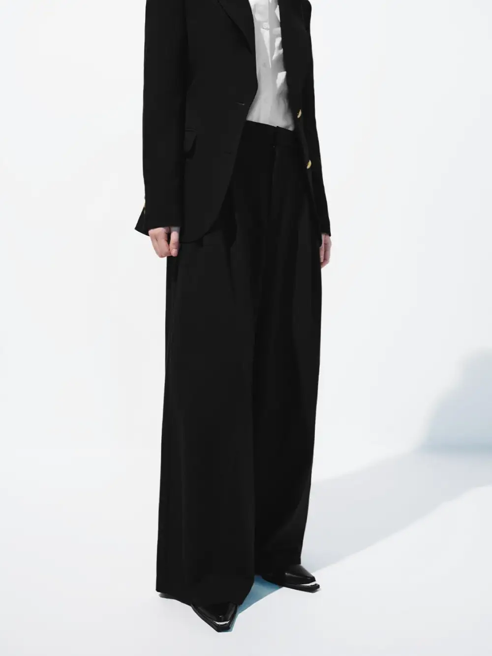Ladies Black Straight-Waisted Commuter Style Suit Trousers