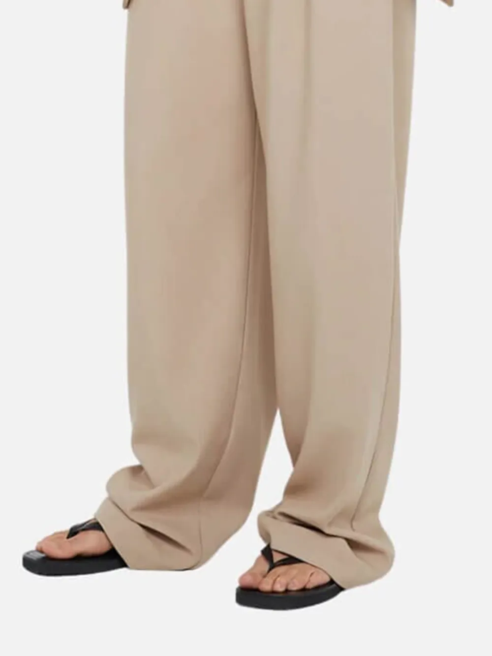 Plain Mid-Rise Pants with Pockets
