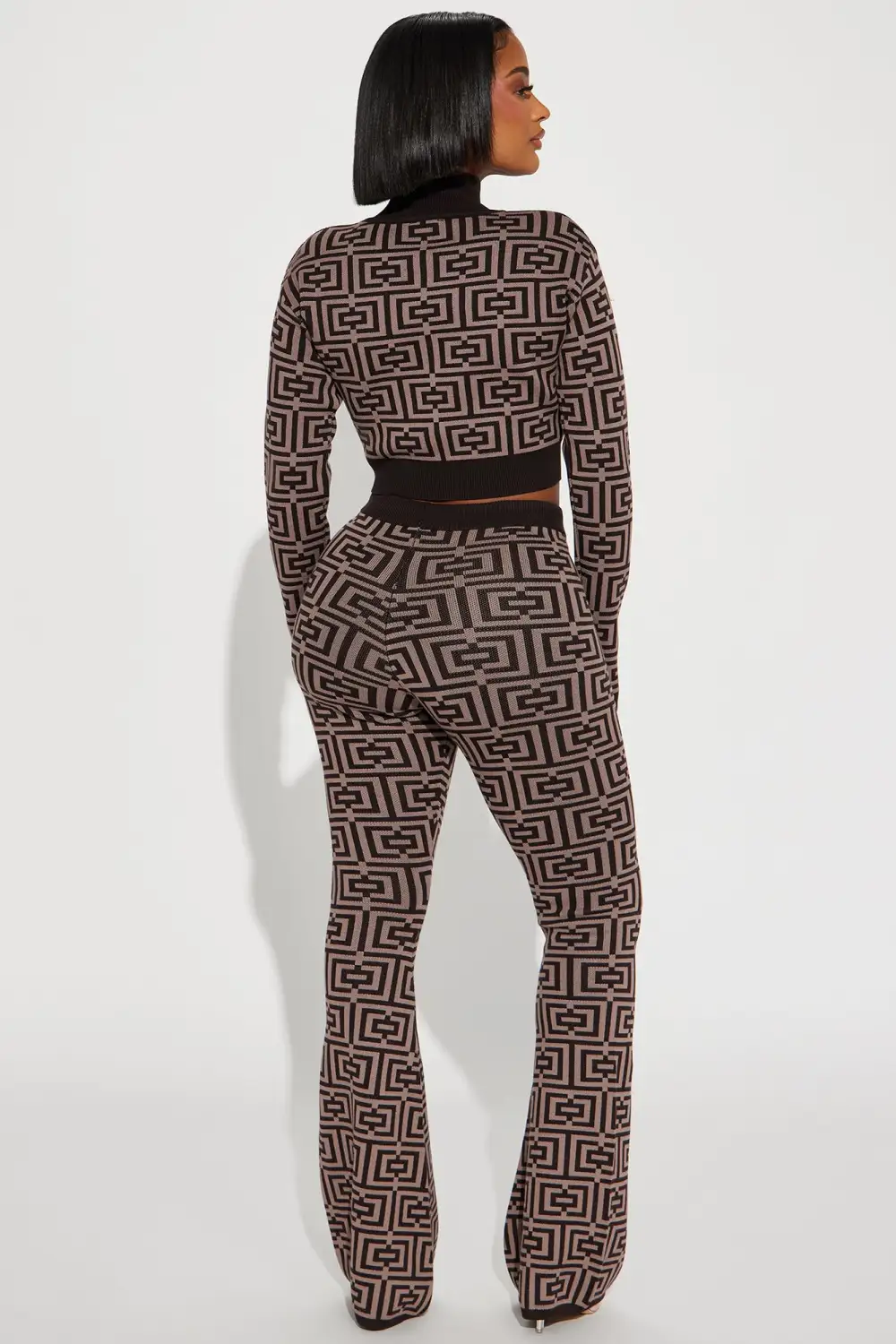 In A Spiral Sweater Pant Set - Brown