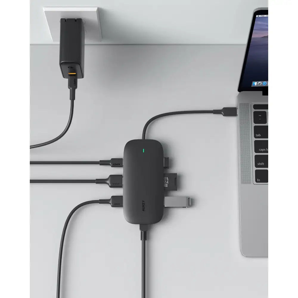 AUKEY CBC71 8 in 1 USB C Hub with Ethernet Port, 4K USB C to HDMI Black