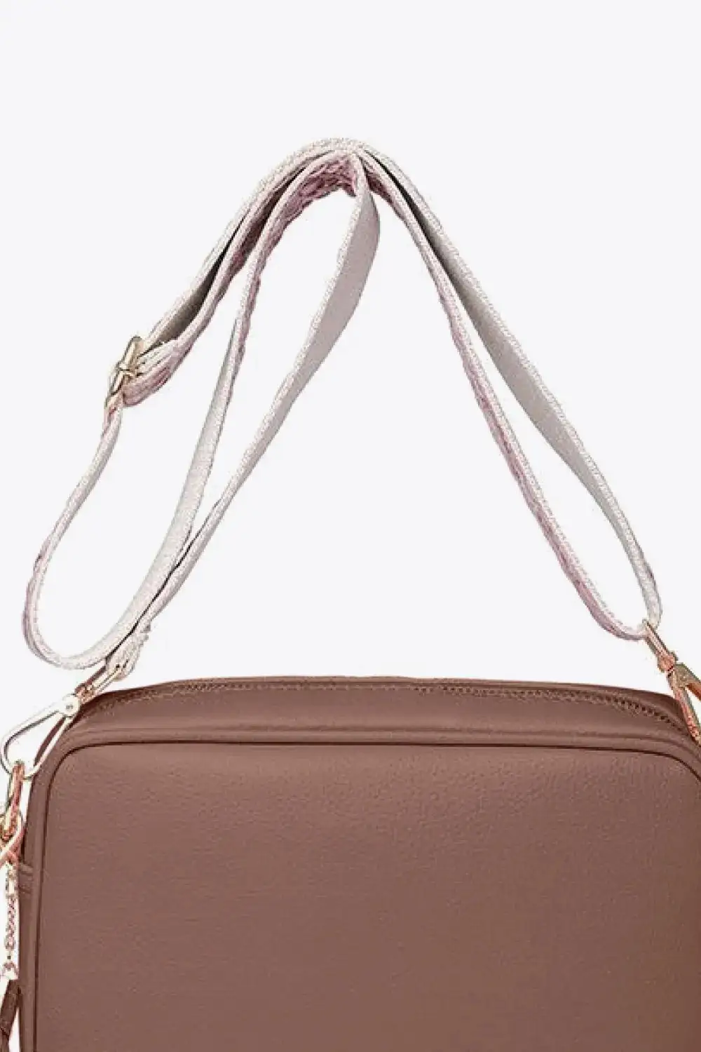 Tassel Accent Faux Leather Crossbody Bag