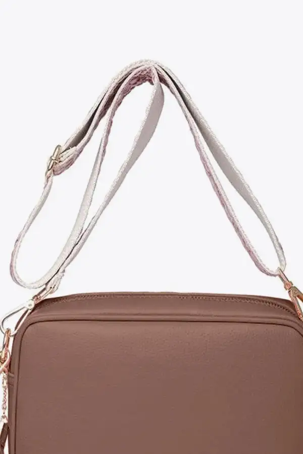 Tassel Accent Faux Leather Crossbody Bag