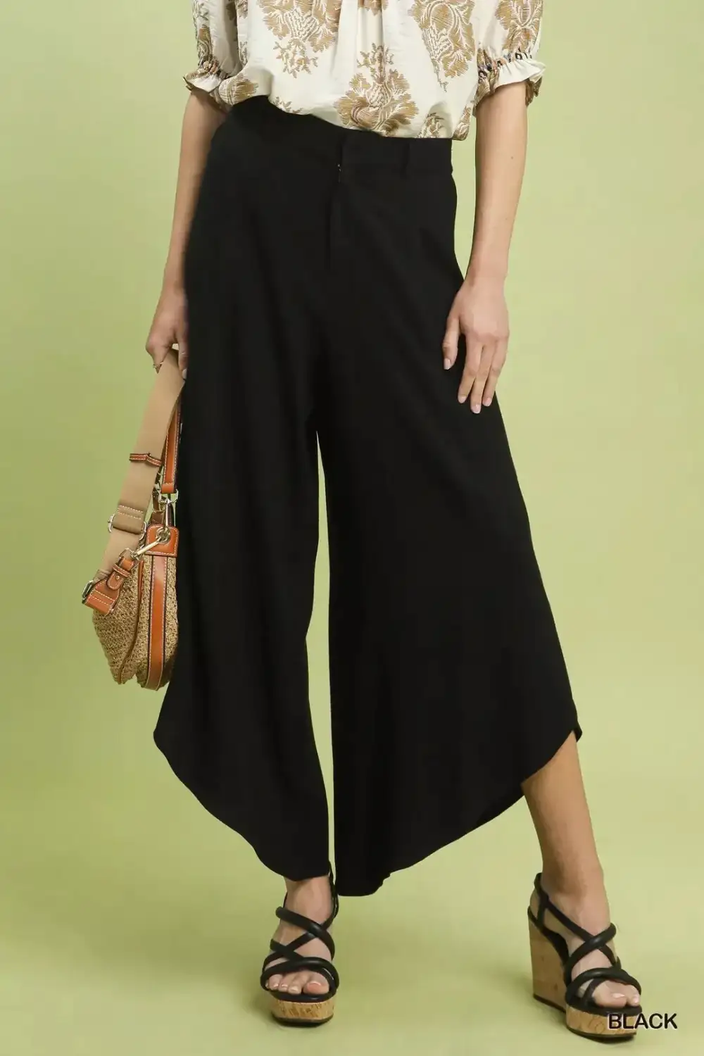 Flowy Asymmetrical Hem Wide Leg Pants