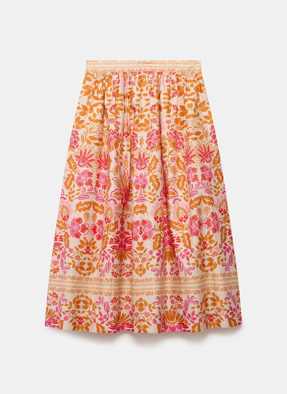 Casual Style Orange Floral Print Midi Skirt