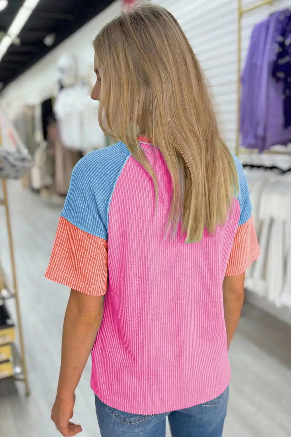 Color Block Twisted Ribbed Tee