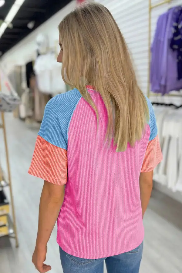 Color Block Twisted Ribbed Tee