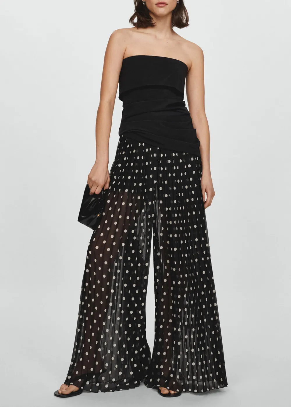 Polka dot pleated pants