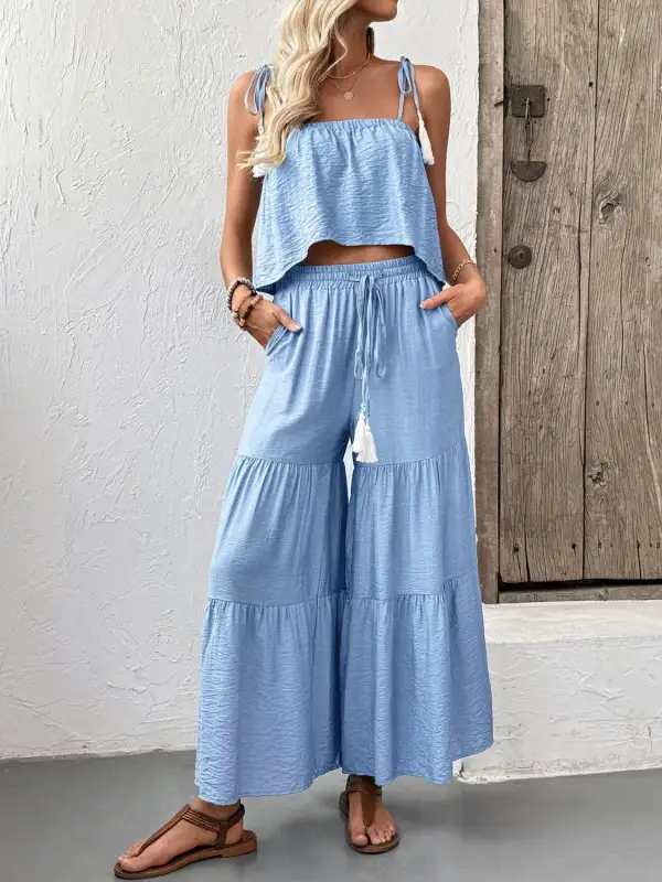 Modern Ruffle Wide Leg Set