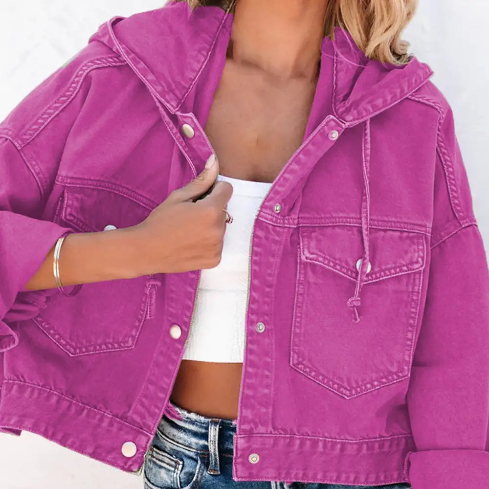 Hooded Drop-shoulder Denim Jacket