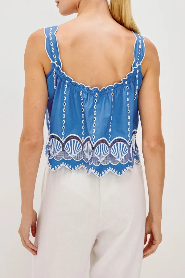 Shell-Patterned Lace Bandeau Top
