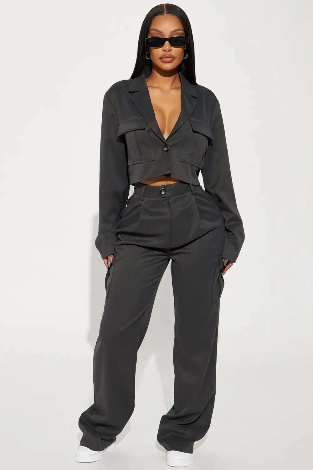 Guilt Trip Cargo Pant Set - Charcoal