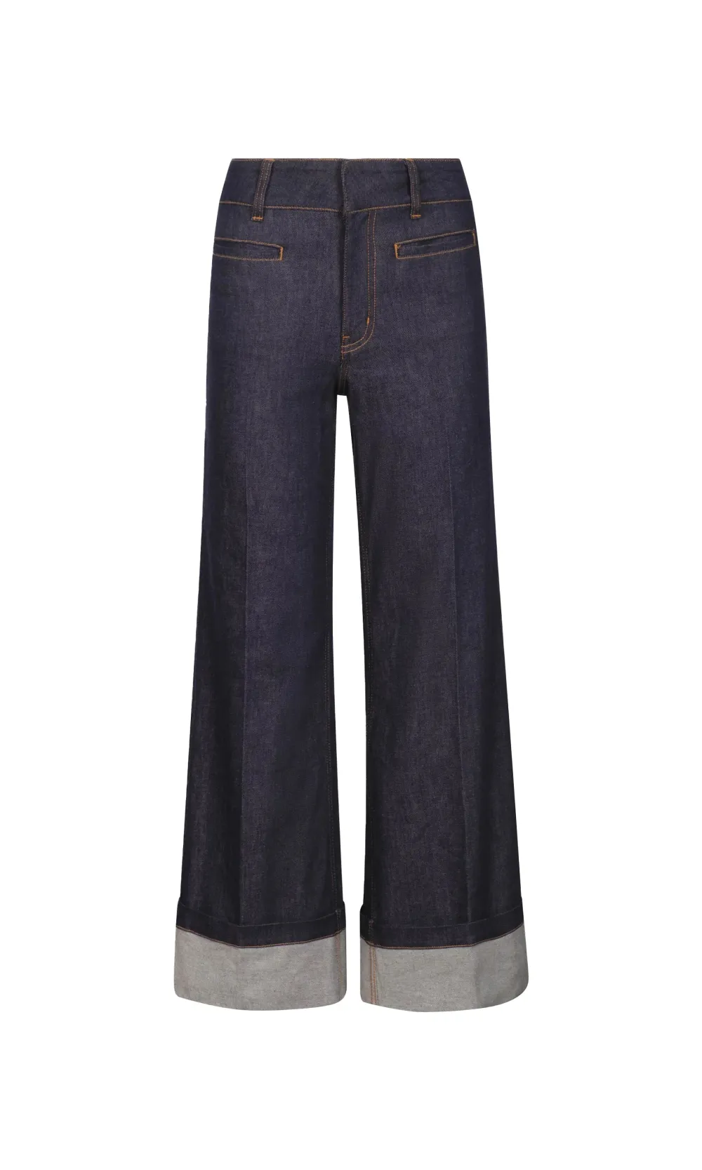 Dark-Colored Wide-Leg Jeans With Cuffs