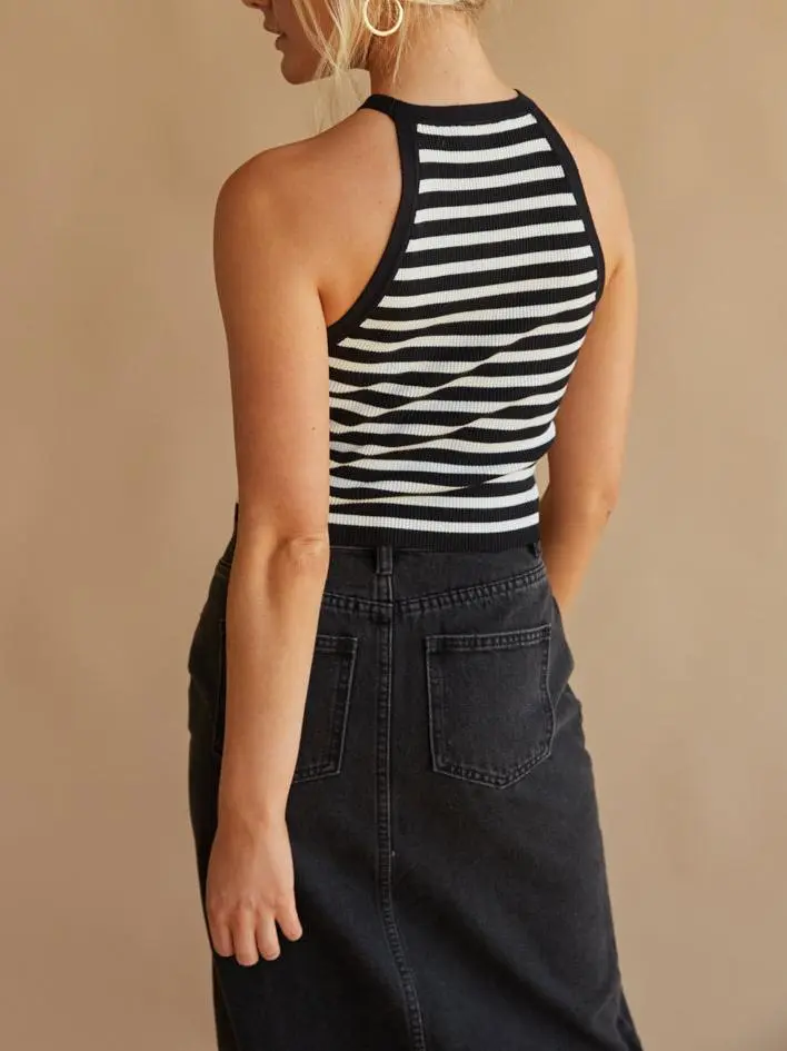 Striped Halter Tank Top